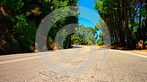 A lonely road in the forest on the island of Rhodes