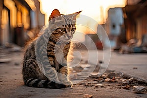 lonely sad street cat AI generated