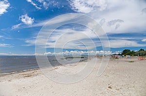 Lonely sand beach of Parnu city, Estonia