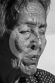 Lonely senior woman portrait sad depressed,emotion, feelings, thoughtful, senior, old woman,wait, gloomy, worried, covering her f