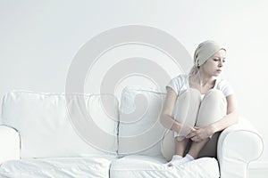 Lonely sick woman with cancer