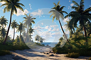 Lonely Single palm tree on uninhabited island. Generate ai