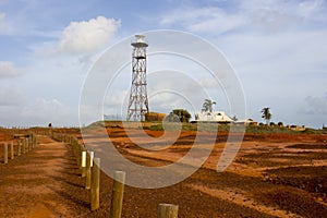 Steel lighthouse at Gantheaume Point Broome, Western Australia in summer Wet season.