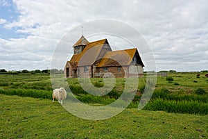 Lonely St Thomas A` Becket Church. Fairfield, Romney Marsh, Kent, UK