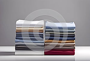 lonely stack of cotton plain clothes folded isolated on white background