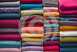 lonely stack of cotton plain clothes folded isolated on white background