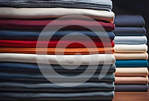 lonely stack of cotton plain clothes folded isolated on white background