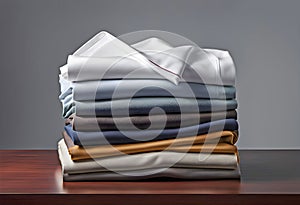 lonely stack of cotton plain clothes folded isolated on white background