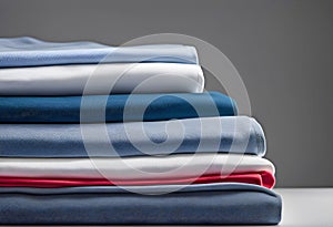 lonely stack of cotton plain clothes folded isolated on white background