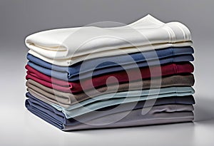 lonely stack of cotton plain clothes folded isolated on white background