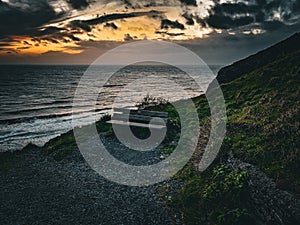 Lonely Sunset in Welsh Sea Shore