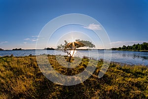 Lonely tree at the coast at beautiful sunset