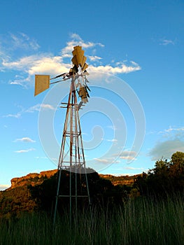 A lonely windpump in the veld