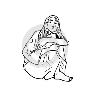 lonely woman, sad and depression vector