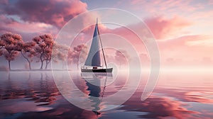 Lonely yacht sailing on the sea at an amazing sunset. Lonely yacht sailing on the sea at an amazing sunset. Sailing