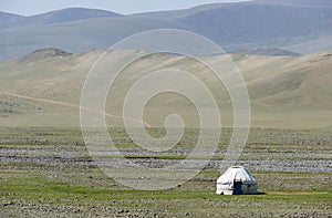 Lonely Yurt on Steppe Mongolia
