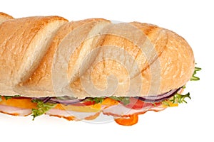 Long baguette sandwich