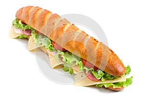 Long baguette sandwich