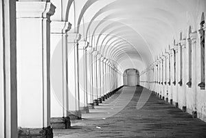 Long baroque arcade colonnade