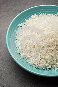 Boiled Indian Basmati rice served in a bowl