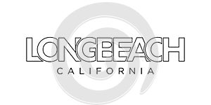 Long Beach, California, USA typography slogan design. America logo with graphic city lettering for print and web