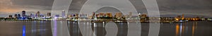 Long Beach city and harbor skyline, California, USA