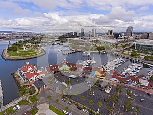 Long Beach city and port skyline, California