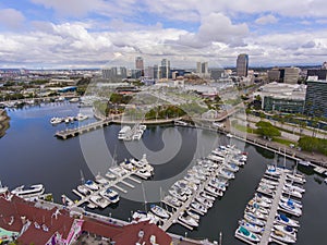 Long Beach city and port skyline, California