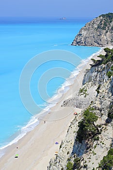Long beach of Egremni on the island of Lefkada photo