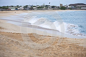 Long beach with Georgetown on the background, Ascension island