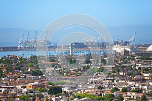 Long Beach harbor and biggest shipping port of US