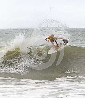 Long Beach, New York - September 13, 2018 - Hurricane Florence providing large waves for surfers at the 2018 Unsound Pro