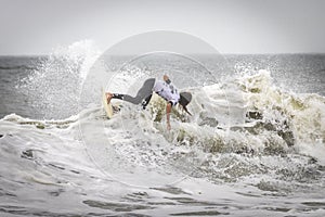 Long Beach, New York - September 13, 2018 - Hurricane Florence providing large waves for surfers at the 2018 Unsound Pro