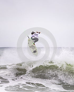 Long Beach, New York - September 13, 2018 - Hurricane Florence providing large waves for surfers at the 2018 Unsound Pro