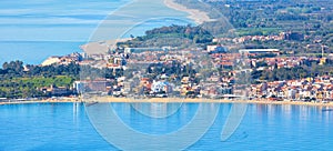 Long beach of Schiso on Ionian coast of Sicily, bay of Giardini Naxos, Messina, Italy