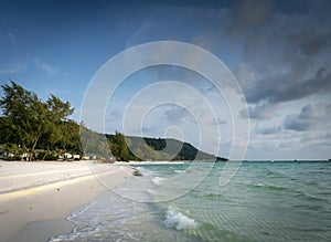 Long beach in tropical paradise koh rong island cambodia