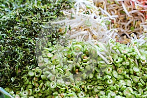 Long bean and vegetables:Close up photo