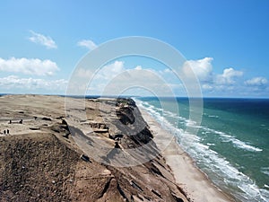 Long beautiful beachline on a sunny day