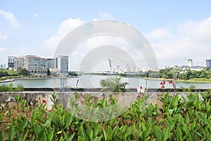 A long Beautiful view of the Seri Wawasan Bridge, Putrajaya Kuala Lumpur, Malaysia