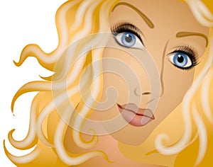 Long Blonde Curly Hair Woman