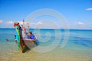 Long Boat on small island in Thailand