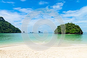 Long boats in the distance near Tup Island Krabi