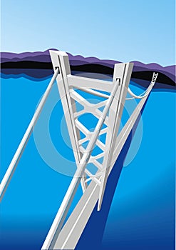 Long bridge and blue sea