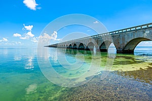 Long Bridge at Florida Key's - Historic Overseas Highway And 7 Mile Bridge to get to Key West, Florida, USA