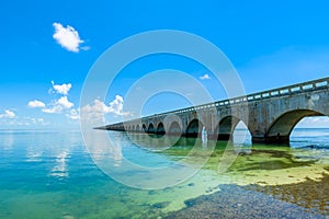 Long Bridge at Florida Key's - Historic Overseas Highway And 7 Mile Bridge to get to Key West, Florida, USA