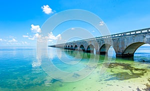 Long Bridge at Florida Key's - Historic Overseas Highway And 7 Mile Bridge to get to Key West, Florida, USA