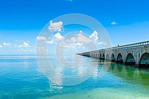 Long Bridge at Florida Key's - Historic Overseas Highway And 7 Mile Bridge to get to Key West, Florida, USA