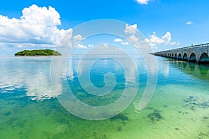 Long Bridge at Florida Key's - Historic Overseas Highway And 7 Mile Bridge to get to Key West, Florida, USA