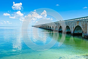 Long Bridge at Florida Key's - Historic Overseas Highway And 7 Mile Bridge to get to Key West, Florida, USA