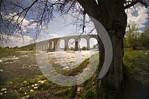 Long bridge on the river